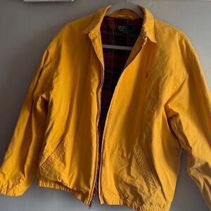 VINTAGE Polo by Ralph Lauren Men's Yellow Lightweight Jacket Plaid Interior